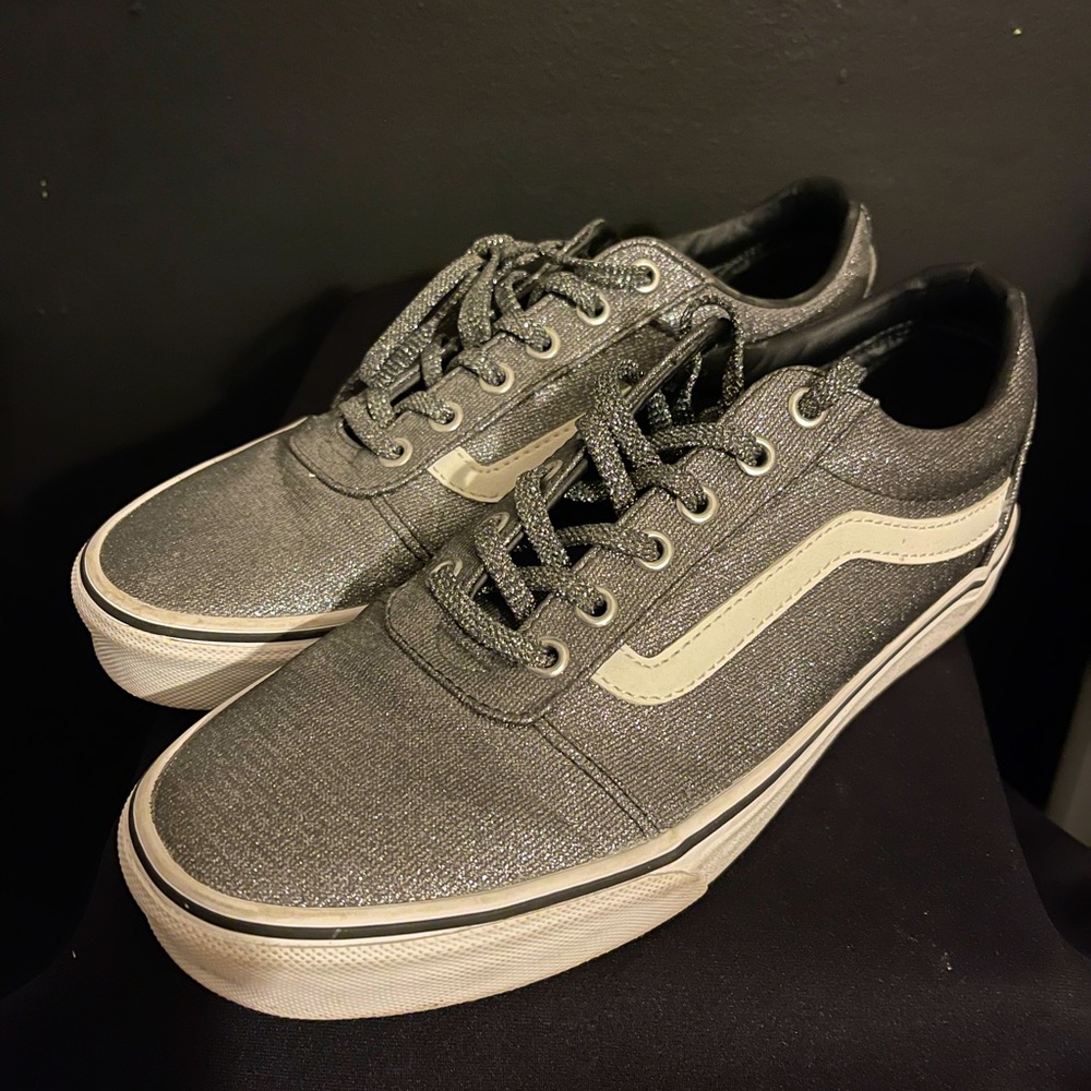 Metallic gray vans minimum wear like new.